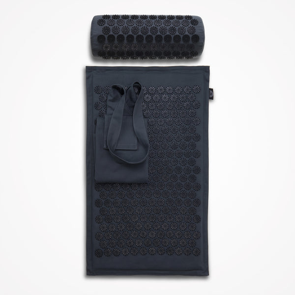 Acupressure mat, pillow and bag set, grey